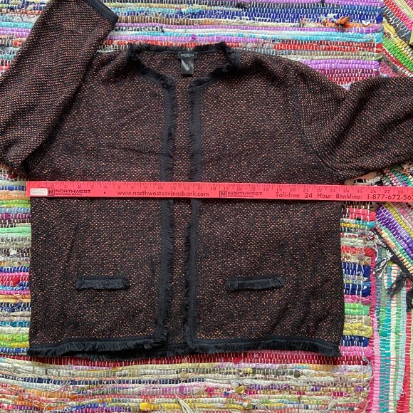AnneTaylor Factory Red and Black Open Front Cardigan XL - Picture 6 of 9